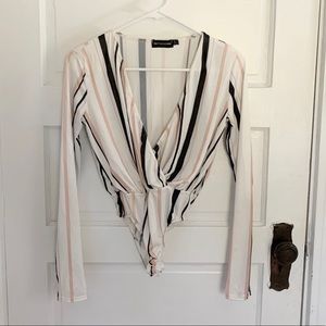 Pretty Little Thing Striped Bodysuit